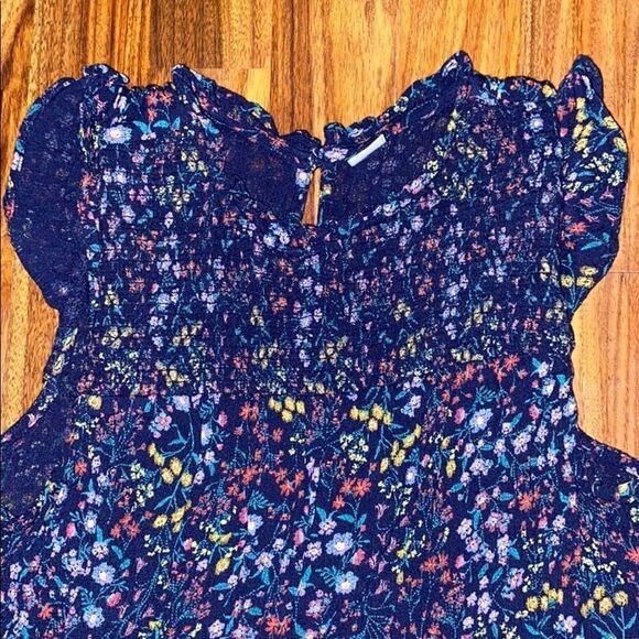 Old Navy Blue High Neck Floral Blouse Womens Size XS - Picture 2 of 4
